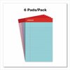 Universal Perforated Ruled Writing Pads, Narrow Rule, Red Headband, 50 Assorted Pastels 5 x 8 Sheets, 6PK UNV63016